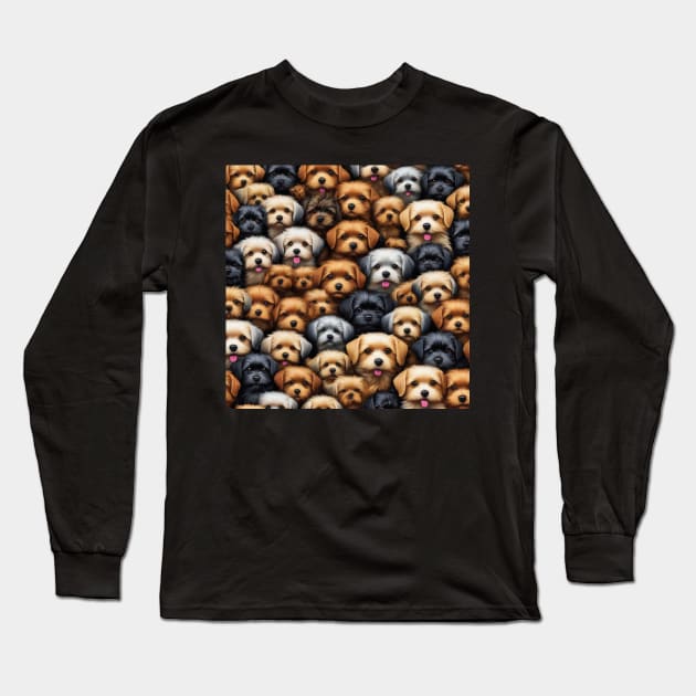 Little Dog Faces Long Sleeve T-Shirt by ToochArt